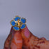 Pure Silver Dark Blue Enamel Flowers 18G (Pack Of 10)